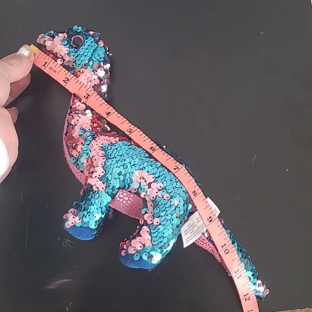 TY Beanie Baby Flippables TREMOR Dinosaur Blue Pink Sequins 6" NASA SpaceX - Picture 16 of 16